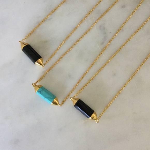 Turquoise and Black Obsidian Horizontal Dagger - Picture 4 of 5